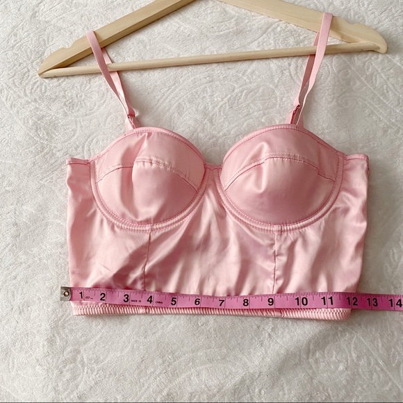 Pink Satin Cropped Bustier Top - Picture 4 of 9